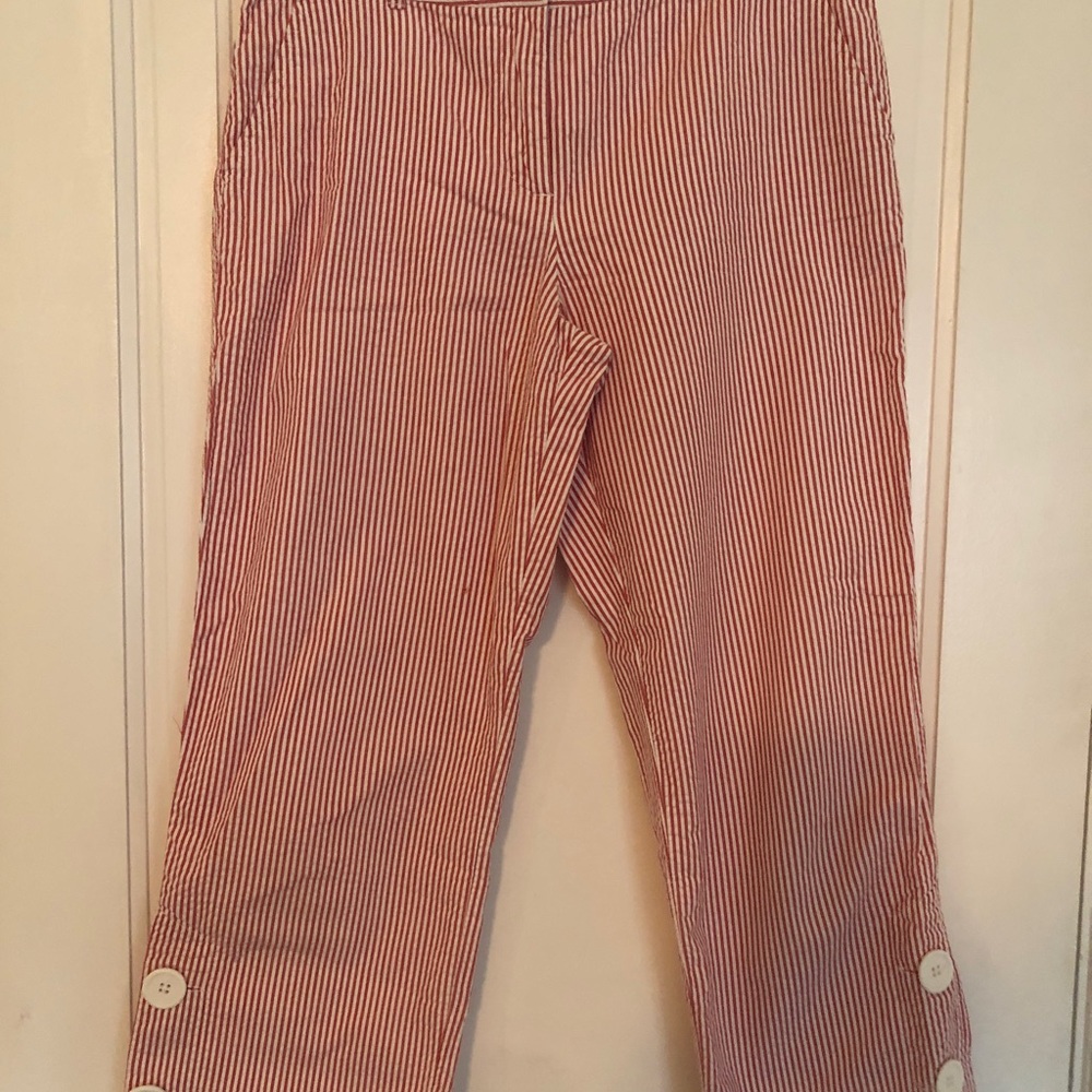 Anthropologie ankle length sear sucker cotton pants